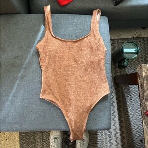 NWOT Open back brown one piece swimsuit